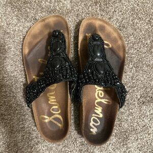 SAM EDELMAN Beaded Black Sandals
